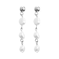 Korean fashion water pearl bead stainless steel earrings