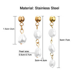 Korean fashion water pearl bead stainless steel earrings
