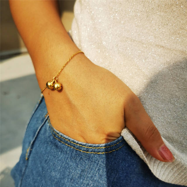 Personality bell charm stainless steel bracelet