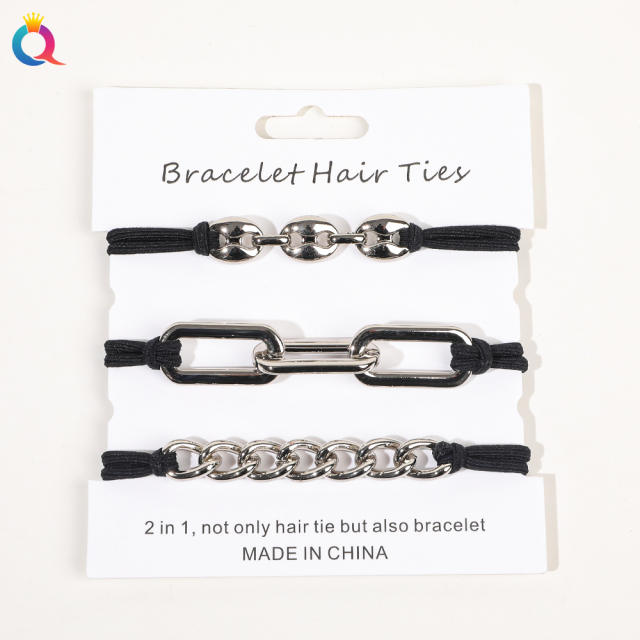 Amazon hot sale metal chain hair tie set