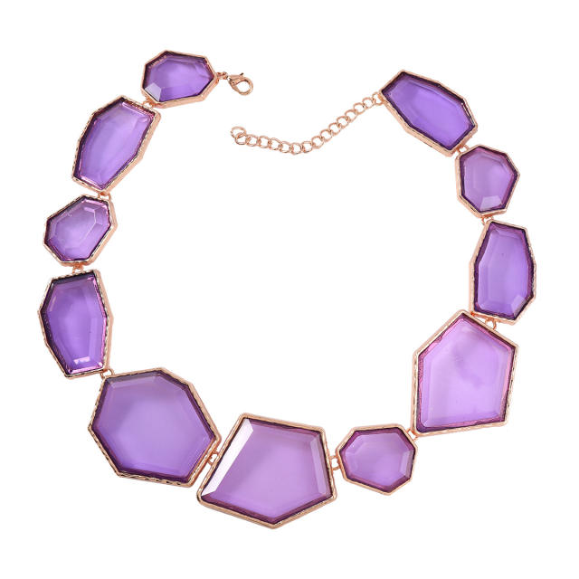 Geometric shape resin colorful summer necklace