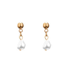 Korean fashion water pearl bead stainless steel earrings