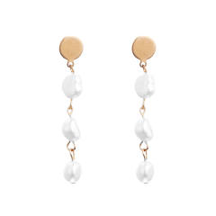 Korean fashion water pearl bead stainless steel earrings