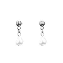 Korean fashion water pearl bead stainless steel earrings
