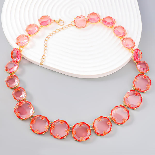 Boho spring summer color resin choker necklace