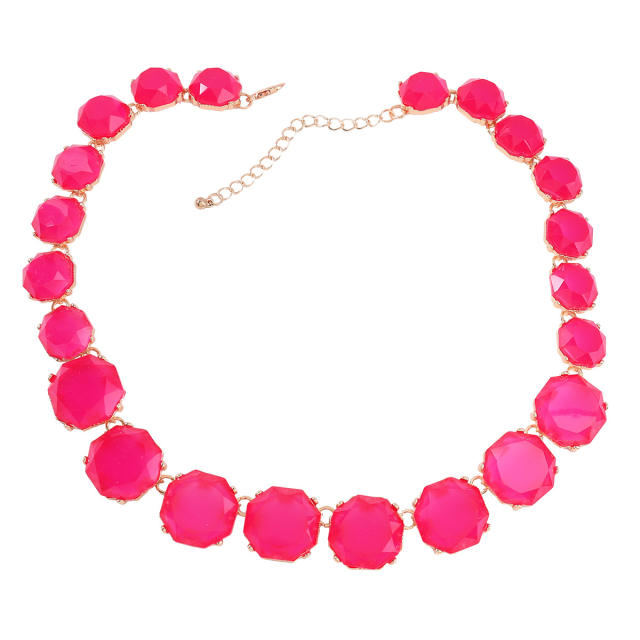 Boho spring summer color resin choker necklace