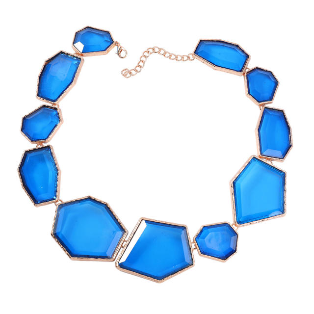 Geometric shape resin colorful summer necklace