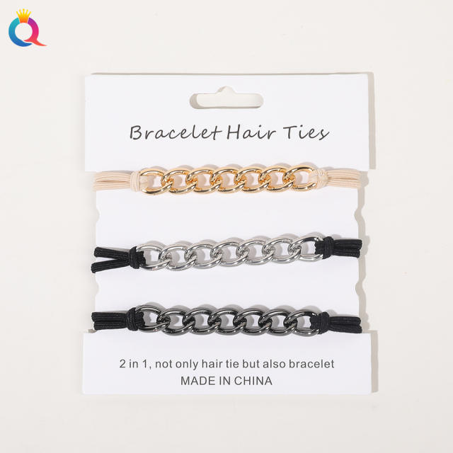 Amazon hot sale metal chain hair tie set