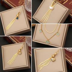 Occident fashion chain tassel stainless steel necklace