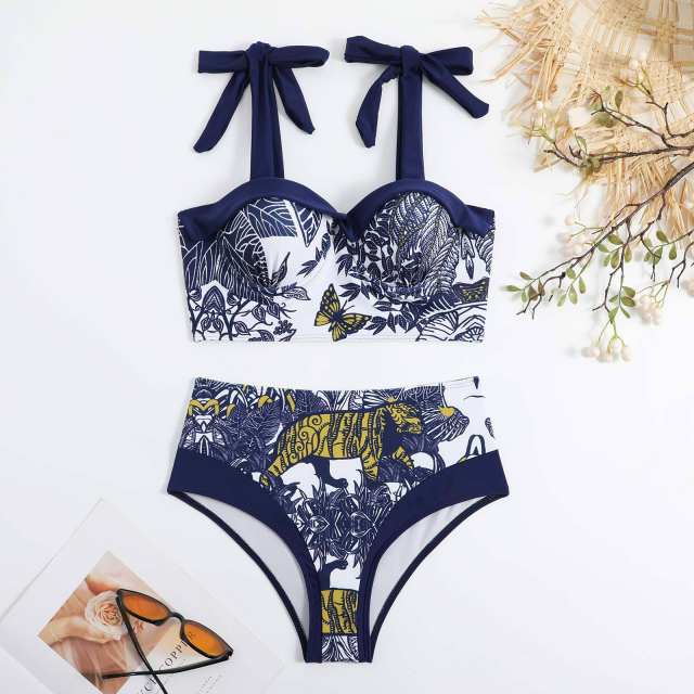 Occident fashion sexy high waist two piece swimsuit