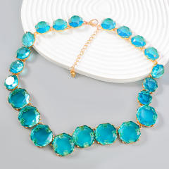 Boho spring summer color resin choker necklace