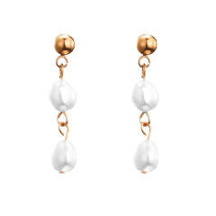 Korean fashion water pearl bead stainless steel earrings