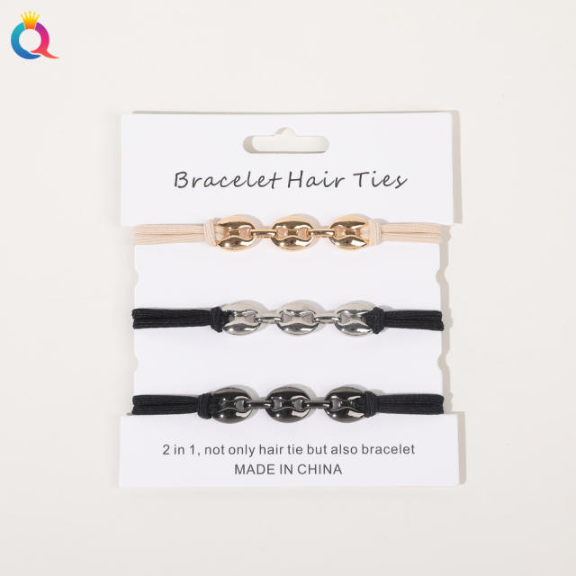 Amazon hot sale metal chain hair tie set
