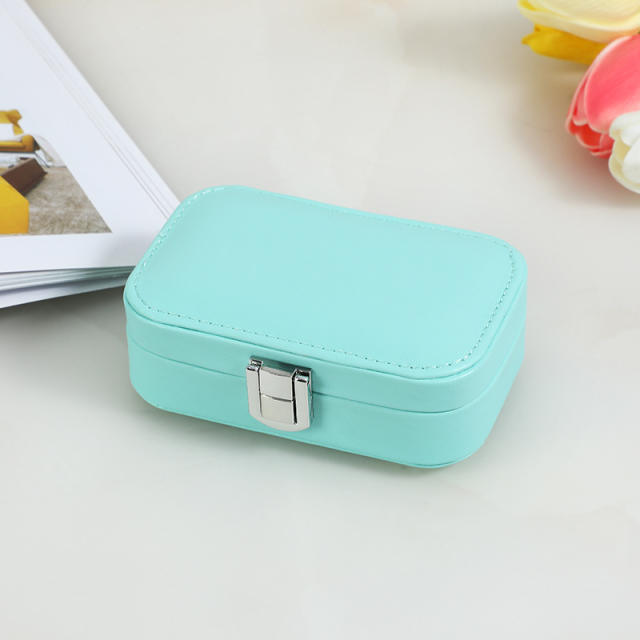 PU leather spring color two layer jewelry box