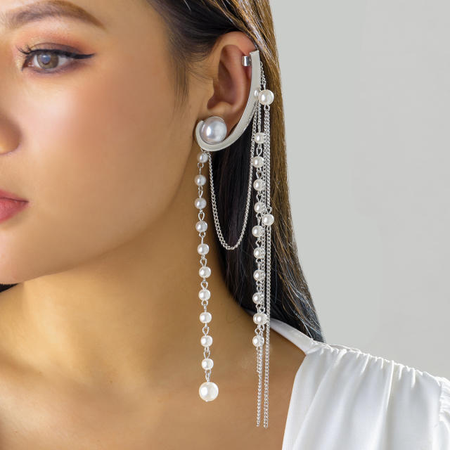 Occident fashion faux pearl long earrings ear cuff (1pcs price)