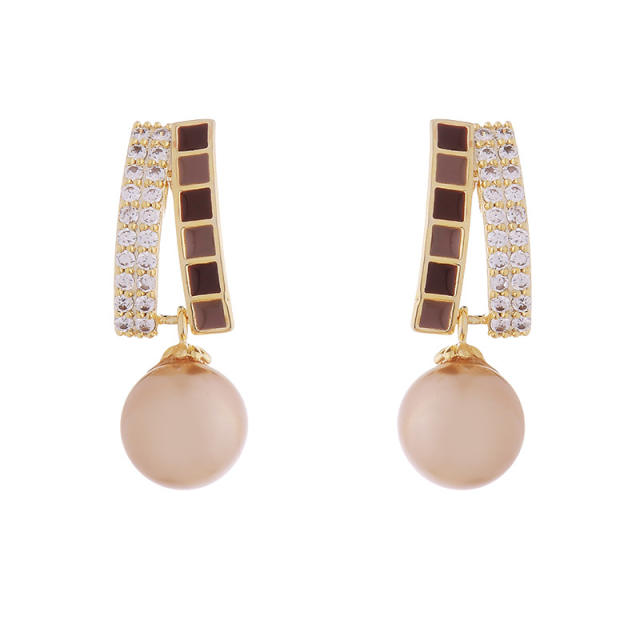 Elegant pearl beads drop earrings