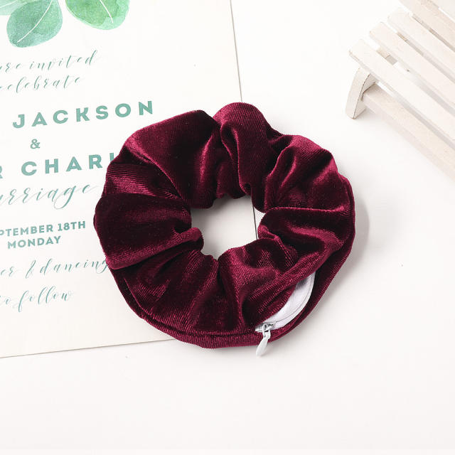 Korean fashion hot sale velvet zipper scrunchies