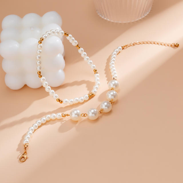 Boho faux pearl bead women anklet(1pcs price)