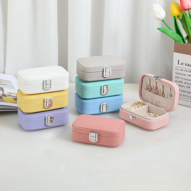 PU leather spring color two layer jewelry box