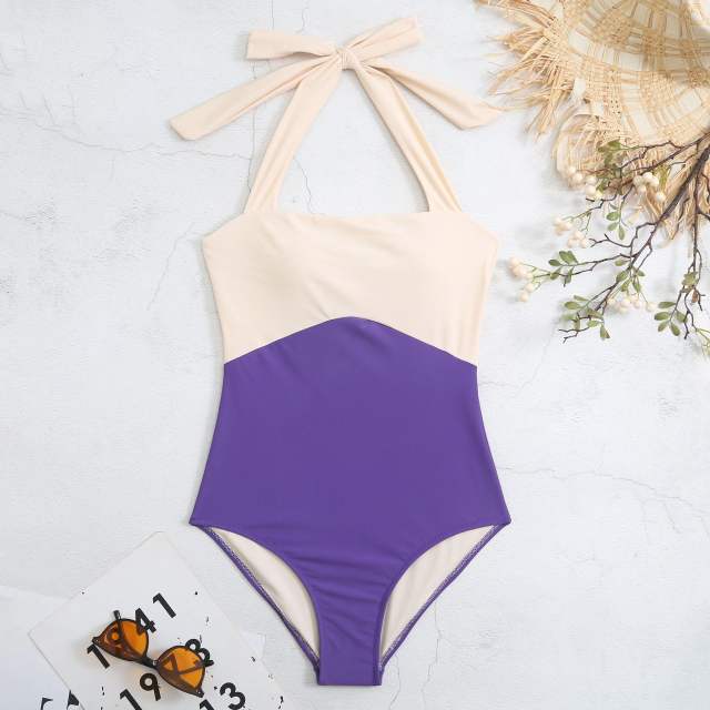 INS hot sale color matching one piece swimsuit