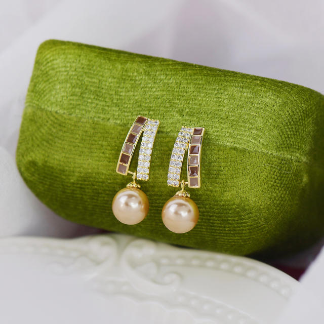 Elegant pearl beads drop earrings