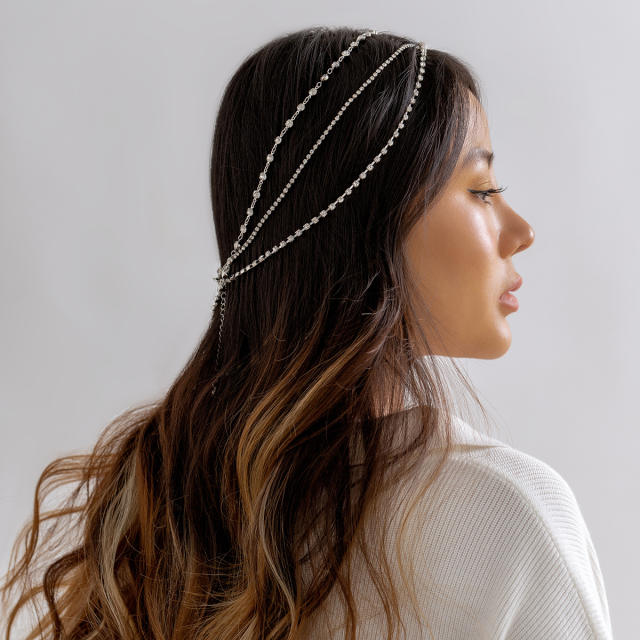 National trend faux pearl wedding hair chain