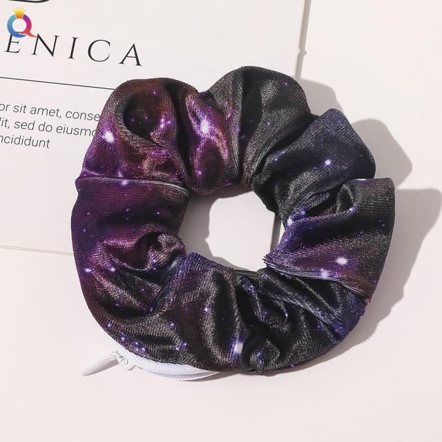 Korean fashion hot sale velvet zipper scrunchies