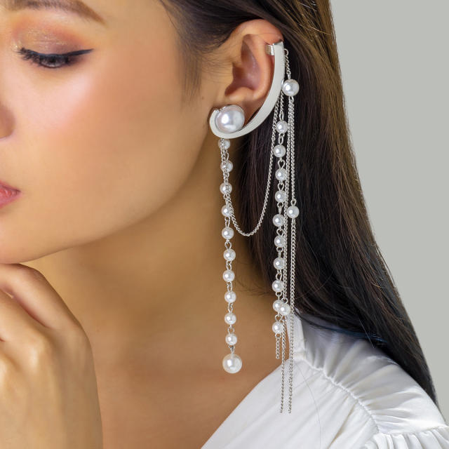 Occident fashion faux pearl long earrings ear cuff (1pcs price)