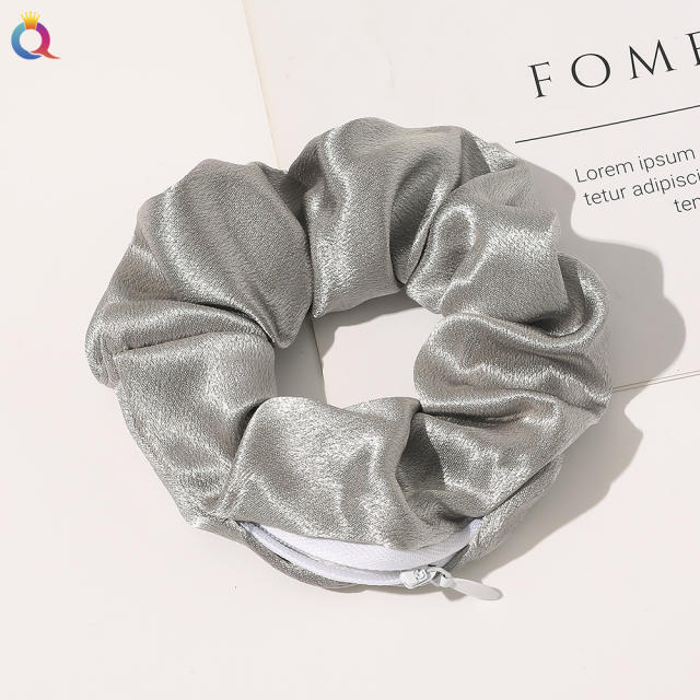 Korean fashion hot sale velvet zipper scrunchies