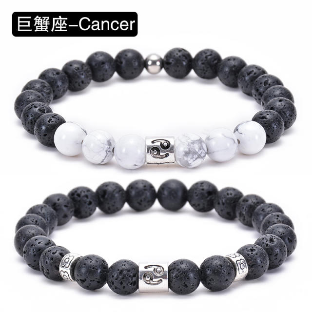 Hot sale zodiac series Volcanic stone couple bracelet