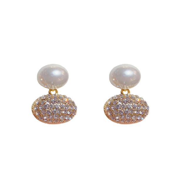 925 needle elegant rhinestone pearl earrings