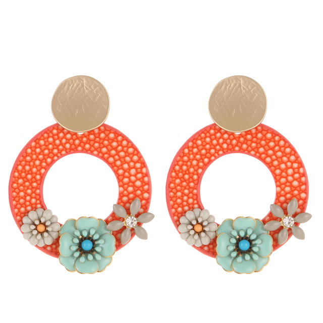 Vintage color circle flower earrings
