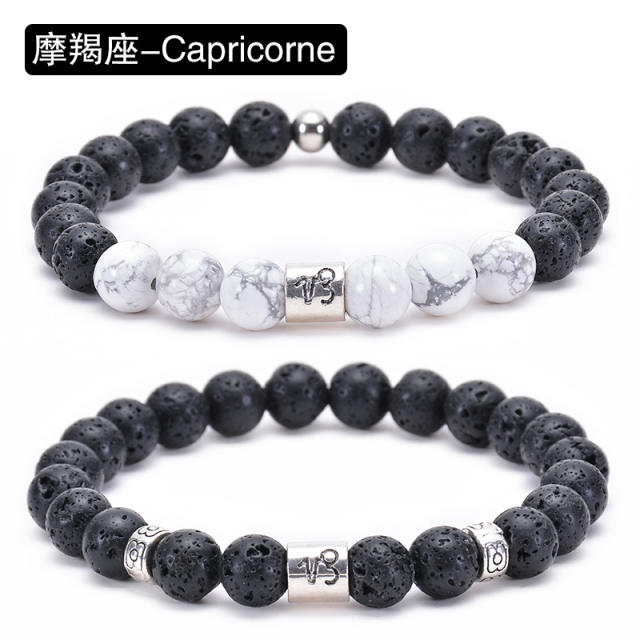 Hot sale zodiac series Volcanic stone couple bracelet