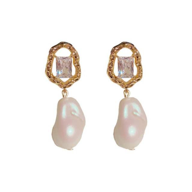 925 Needle baroque pearl drop earrings