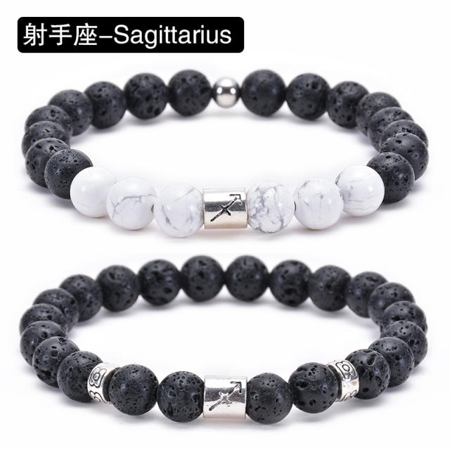 Hot sale zodiac series Volcanic stone couple bracelet