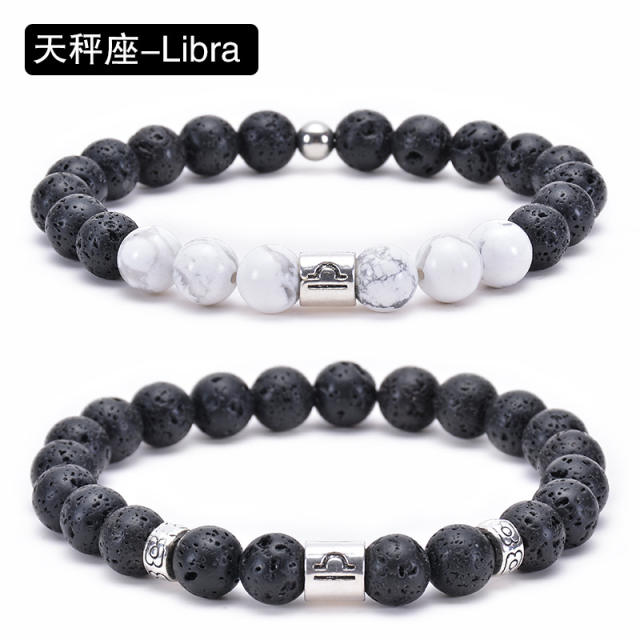 Hot sale zodiac series Volcanic stone couple bracelet