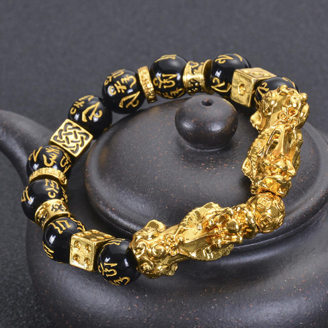 Hot sale imitation Obsidian pixu bracelet