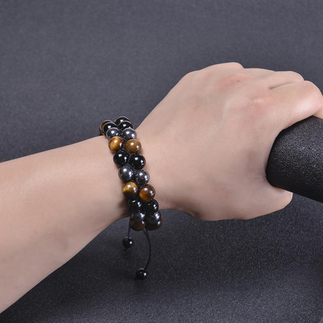 10mm tiger eye beads natural bead braid bracelet for men