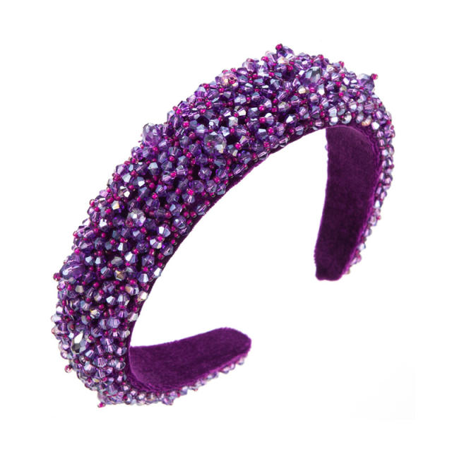 Personality spring color crystal beads padded headband