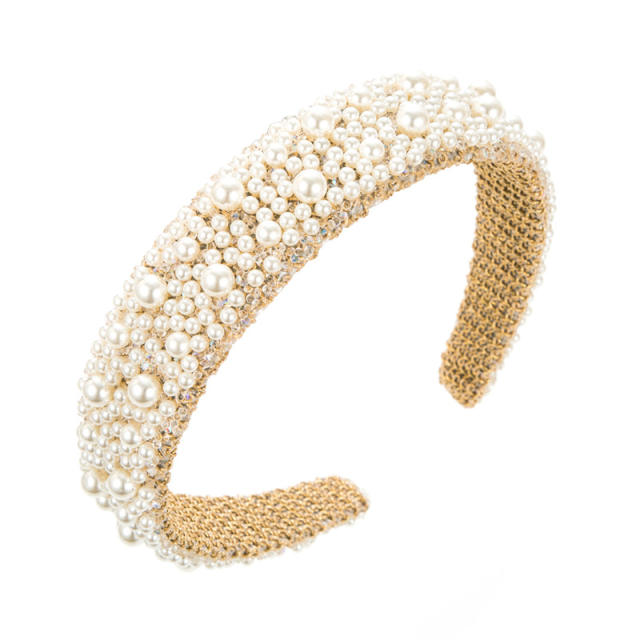 Luxury pearl beaded baroque headband