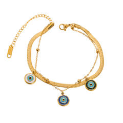 Hot sale rainbow cubic zircon setting evil eye stainless steel bracelet