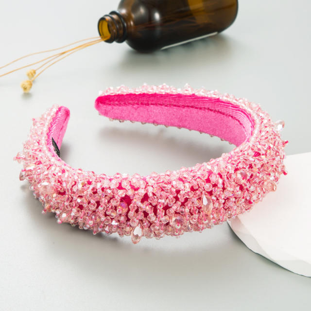 Personality spring color crystal beads padded headband