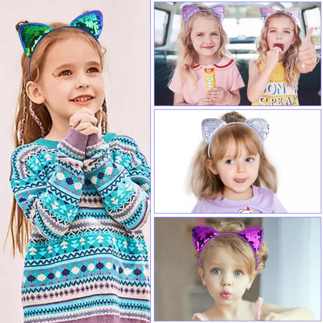 Sweet sequins cat ear headband for kids