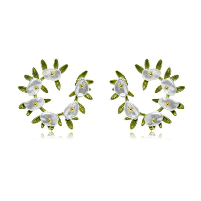 925 needle top quality enamel flower earrings