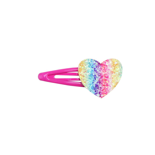 Cute sequins star heart snap hair clips for kids