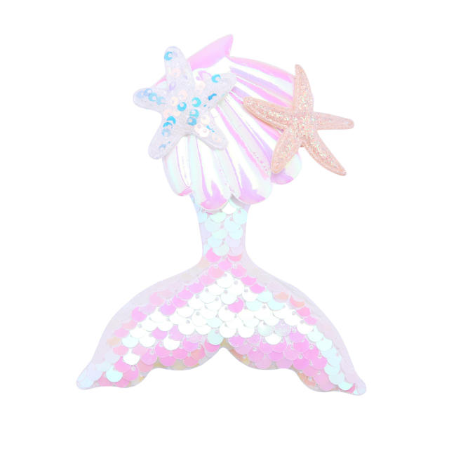 Cartoon tail design sequins hair clips for kids
