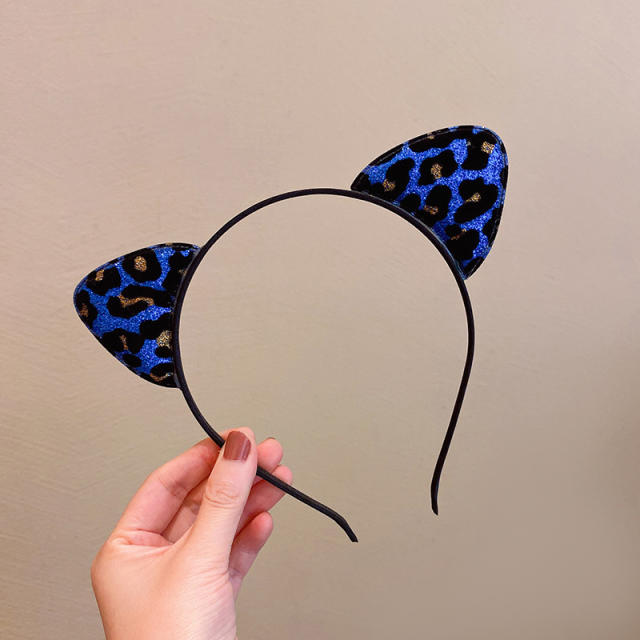 Vintage leopard grain cat ear headband