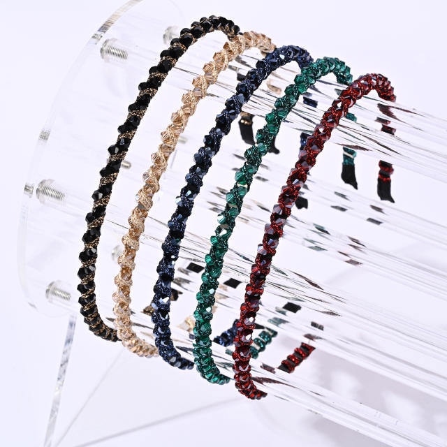 Elegant easy match crystal beads braid headband