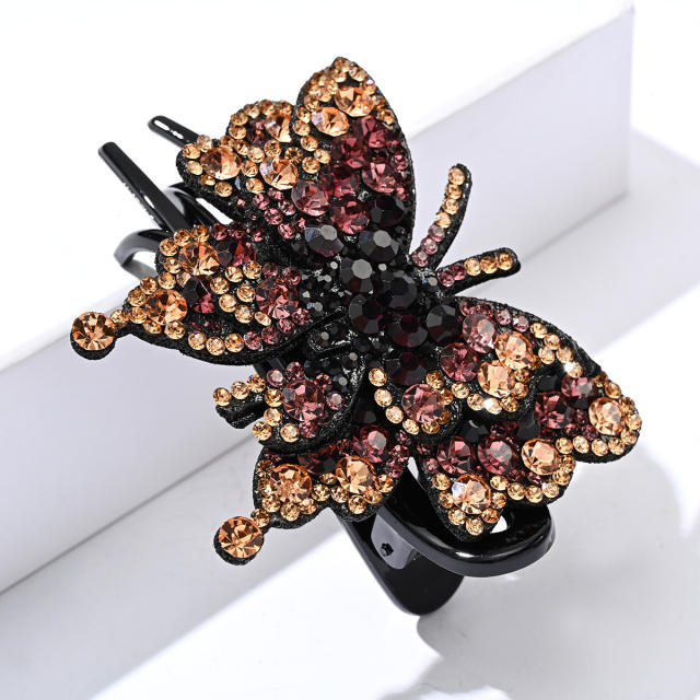 Luxury pave setting rhinestone butterfly hair claw clips