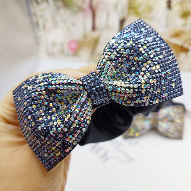 Occident fashion pave setting rhinestone bow scrunchies